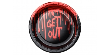 TALERZYKI PAPIEROWE OKRĄGŁE "GET OUT" 18cm 1opak./6szt.