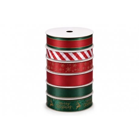 ZESTAW TASIEMEK ŚWIĄTECZNYCH 1,5cm, 2cm, 2,5cm/3m 1opak./6szt.