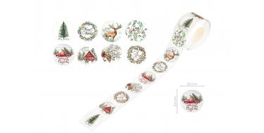 NAKLEJKI NA ROLCE "LOVABLE CHRISTMAS" 2,5cm 1opak./500szt.