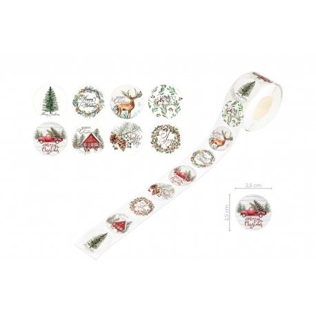 NAKLEJKI NA ROLCE "LOVABLE CHRISTMAS" 2,5cm 1opak./500szt.