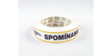 PP FUNERAL RIBBON WITH INSCRIPTION "SPOMINAME" WITH GOLDEN STRIPES