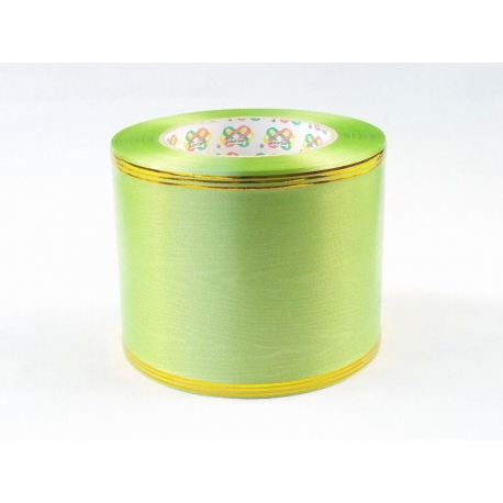 WSTĄŻKA PP ZE WZOREM "KORA 2" ZE ZŁOTYMI PASKAMI 8cm, 10cm/50yd