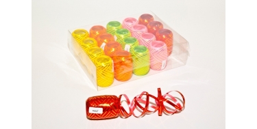 PP RIBBON WITH GOLDEN STRIPES "RIBBON EGGS -  MIX OF COLOURS" 0,5cm/20m