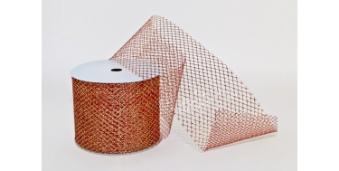 RIBBON - METALLIC DECO MESH (NET) WITH "HONEYCOMB" PATTERN 10cm/10m