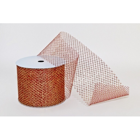 RIBBON - METALLIC DECO MESH (NET) WITH "HONEYCOMB" PATTERN 10cm/10m