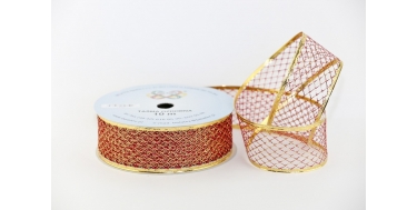 WIRED EDGE RIBBON - METALLIC DECO MESH (NET) WITH "HONEYCOMB" PATTERN