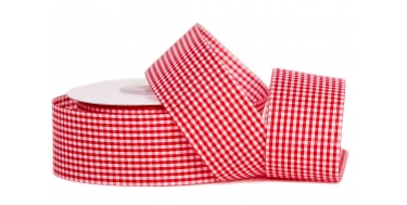 WSTĄŻKA MATERIAŁOWA DWUSTRONNA ZE WZOREM "KRATKA" 4cm/30yd