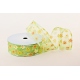 WIRED EDGE PRINTED FABRIC RIBBON WITH "MEDIUM OXEYE DAISY" PATTERN 4cm/10m