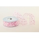 WIRED EDGE PRINTED FABRIC RIBBON WITH "SMALL OXEYE DAISY" PATTERN 4cm/10m