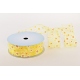 WIRED EDGE PRINTED FABRIC RIBBON WITH "BIG OXEYE DAISY" PATTERN 4cm/10m
