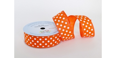 WIRED EDGE PRINTED FABRIC RIBBON WITH "BIG DOTS" PATTERN 4cm/10m