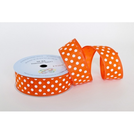 WIRED EDGE PRINTED FABRIC RIBBON WITH "BIG DOTS" PATTERN 4cm/10m