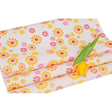 DECORATIVE CORRUGATED WRAPPING PAPER WITH "COLORFUL FLOWERS" PATTERN 50cm/10m