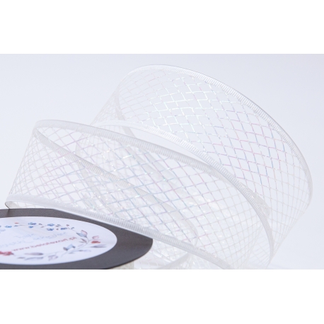 WIRED EDGE RIBBON - METALLIC DECO MESH (NET) WITH "HONEYCOMB" PATTERN