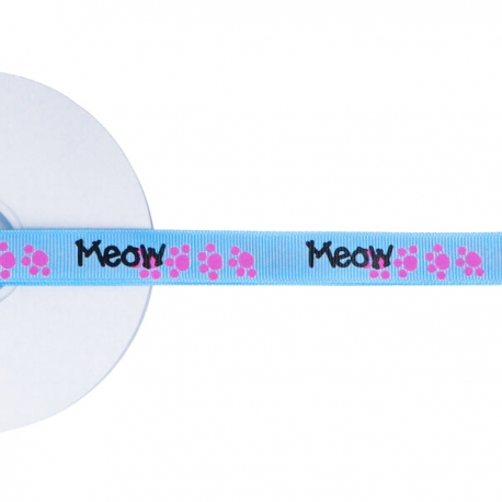 TASIEMKA RYPSOWA Z NAPISEM "MEOW" 1,5cm/27m lub NA METRY