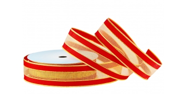 WSTĄŻKA TKANA METALICZNA "PASY" 4cm/10m