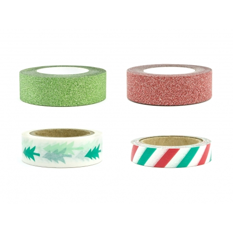 TAŚMA DEKORACYJNA WASHI TAPE MERRY XMAS 1opak./4szt.