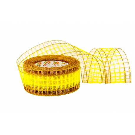 WOVEN RIBBON - DECO MESH (NET) WITH METALLIC EDGES 5cm/10m