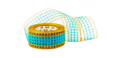 WOVEN RIBBON - DECO MESH (NET) WITH METALLIC EDGES 5cm/10m