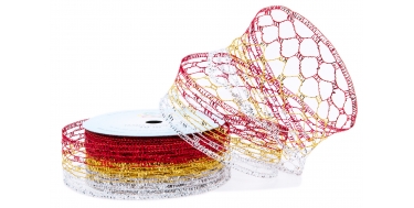 WOVEN METALLIC COLOURFUL "STRETCHY" RIBBON 5cm/10m