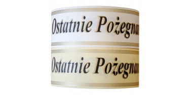 PP FUNERAL PRINTED RIBBON WITH INSCRIPTION "OSTATNIE POZEGNANIE" - wzór RAOS 5cm/50yd