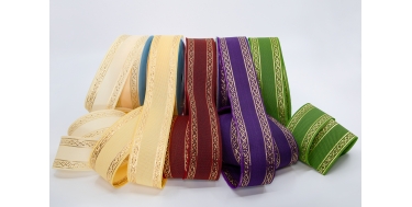 WSTĄŻKA TKANA "SZARFA Z ORNAMENTEM" 4cm, 6cm/10m