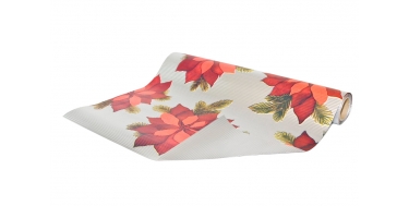 GEWELLTES DEKOPAPIER (GESCHENKPAPIER) MIT "POINSETTIA (WEIHNACHTSSTERN)" MUSTER 50cm/10m