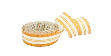 PP RIBBON "LACE" WITH 2 GOLDEN STRIPES 3cm, 4cm, 5cm, 6cm/25yd