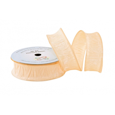 SATINBAND MIT DRAHTKANTE "GEFÄLTELT - QUER" 4cm/10m