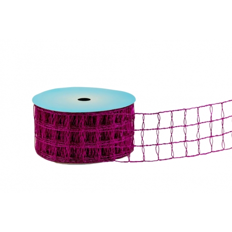 WOVEN RIBBON - METALLIC DECO MESH (NET) WITH "BIG SQUARES" PATTERN 6cm/10m