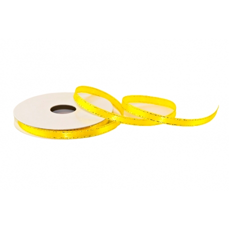 SATINBAND MIT GOLDFÄDEN 0,6cm, 1cm, 1,9cm/11yd