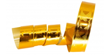 WSTĄŻKA PP METALICZNA ZE WZOREM "SERCA" 3cm/50yd
