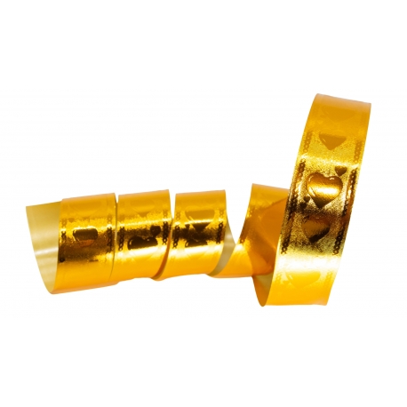 WSTĄŻKA PP METALICZNA ZE WZOREM "SERCA" 3cm/50yd
