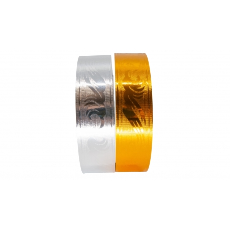 PP METALLIC RIBBON WITH "GARLAND" PATTERN 2cm/50yd