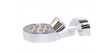 PP METALLIC RIBBON WITH "CROSSWISE STRIPES" PATTERN 2cm, 3cm/50yd