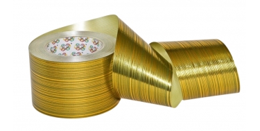 METALLIC BEDRUCKTES POLYBAND MIT "STREIFEN" MUSTER 6cm, 8cm/50yd