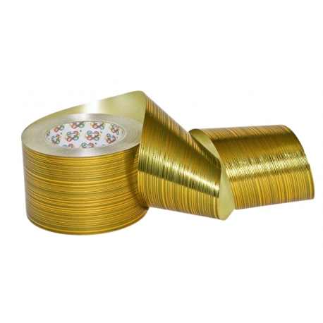 METALLIC BEDRUCKTES POLYBAND MIT "STREIFEN" MUSTER 6cm, 8cm/50yd