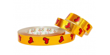 PP METALLIC PRINTED RIBBON WITH "HEARTS 2" PATTERN 2cm, 3cm/50yd