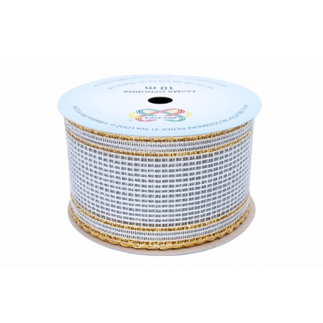 WOVEN METALLIC RIBBON "LACE 2" 6cm/10m