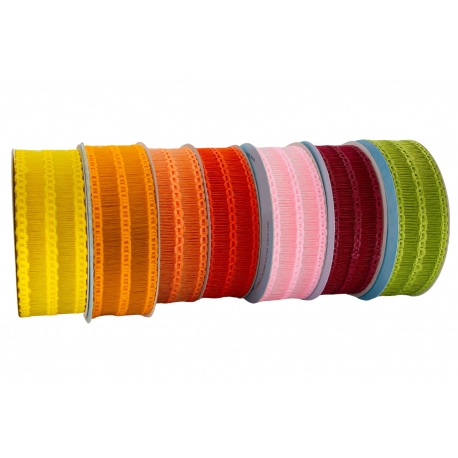 WSTĄŻKA TKANA "MGIEŁKA Z WARKOCZAMI" 2cm, 4cm/10m