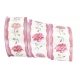 WIRED EDGE SATIN RIBBON WITH PATTERN "ROSE" 6cm/10m