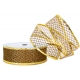 WIRED EDGE RIBBON - METALLIC DECO MESH (NET) WITH "HONEYCOMB" PATTERN WITH GLITTER 4cm/10m