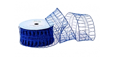 WOVEN RIBBON - METALLIC DECO MESH (NET) WITH "FLOURISH" PATTERN 6cm/10m