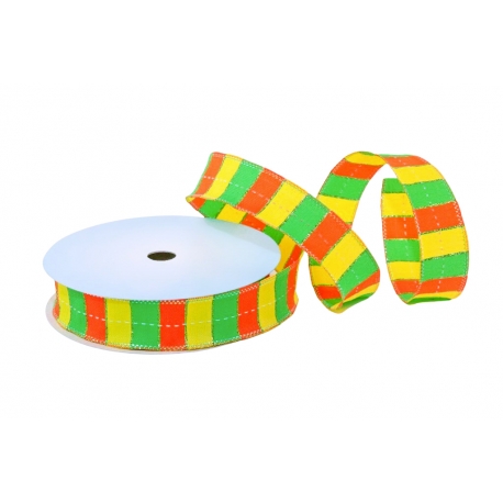 WOVEN RIBBON "SPRING TARTAN" 3cm, 4cm/10m