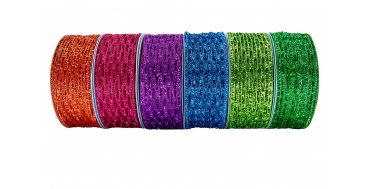 WOVEN METALLIC "STRETCHY" RIBBON 2cm, 5cm, 10cm/10m