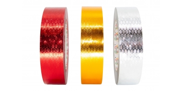 PP METALLIC RIBBON WITH "HONEYCOMB" PATTERN 2cm, 3cm/50yd