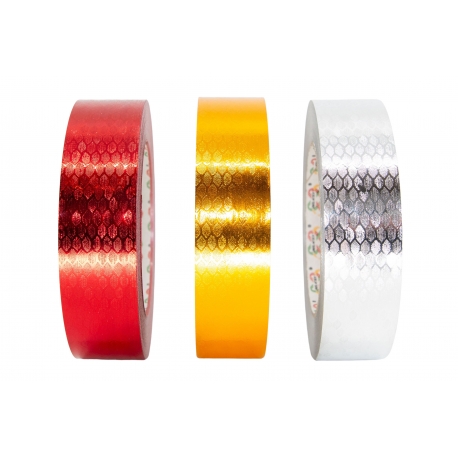 PP METALLIC RIBBON WITH "HONEYCOMB" PATTERN 2cm, 3cm/50yd