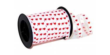 PP PRINTED RIBBON WITH "HEARTS" PATTERN 1cm/100m