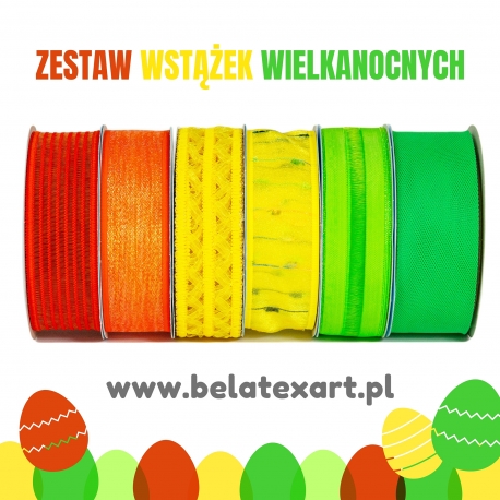 ZESTAW WSTĄŻEK WIELKANOCNYCH 4cm/10m - 6 SZTUK