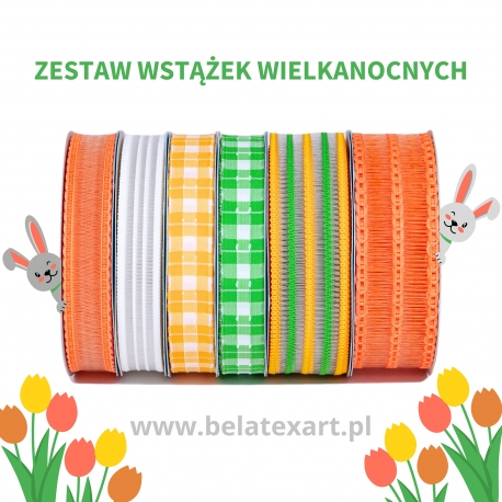 ZESTAW WSTĄŻEK WIELKANOCNYCH 2cm i 4cm/10m - 6 SZTUK